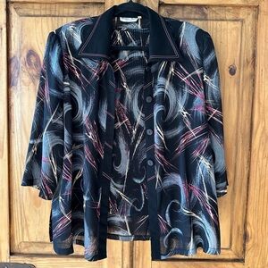 Unique Int'l 2pc Set Blouse and Sleeveless Cami with Pleated Fabric